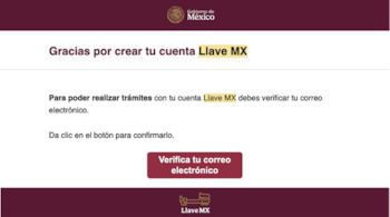 El último paso arroja un aviso sobre un mensaje de validación al correo electrónico registrado. (Foto: Gobierno de México)