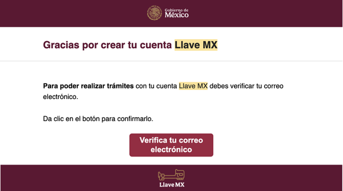 El último paso arroja un aviso sobre un mensaje de validación al correo electrónico registrado. (Foto: Gobierno de México)