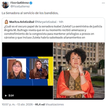 Federico Gutiérrez acusó a Isabel Zuleta de estar “al servicio de los bandidos” - crédito @FicoGutierrez/X