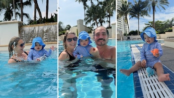 Rocío Marengo y Eduardo Fort compartieron el primer viaje de Isidro a Miami: “Recargamos pilas para seguir metiéndole fuerte”