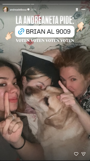 A pesar de su retiro del reality, Andrea del Boca se mantuvo activa en redes, alentando a sus seguidores a votar en el programa