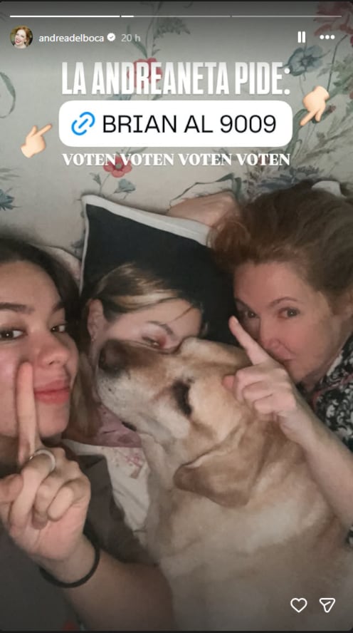 A pesar de su retiro del reality, Andrea del Boca se mantuvo activa en redes, alentando a sus seguidores a votar en el programa