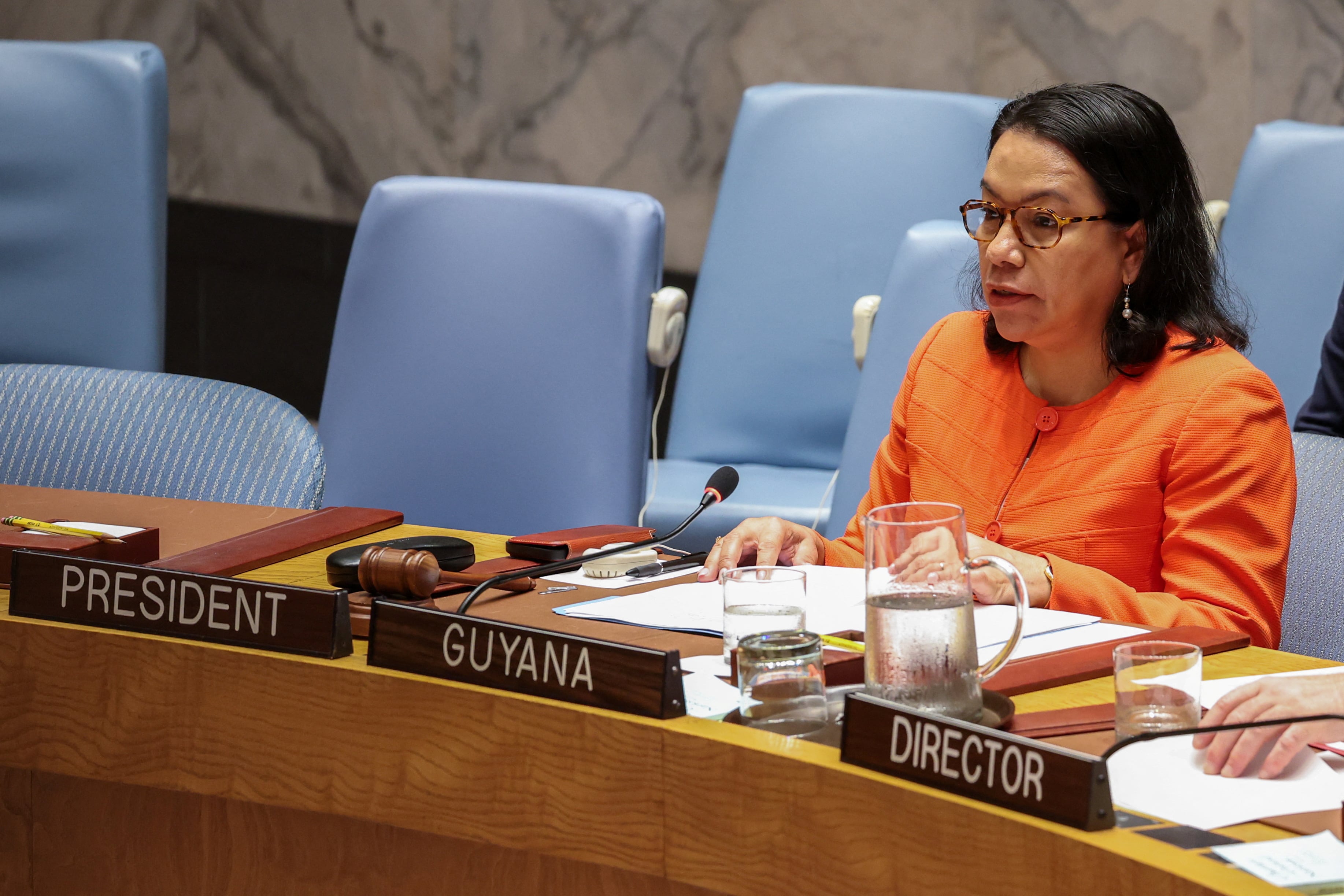 FOTO DE ARCHIVO: La candidata al puesto de secretaria general de las Naciones Unidas, Carolyn Rodrigues Birkett, interviene durante el evento