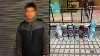 Detuvieron a un hombre por realizar pintadas con aerosol en la fachada de la AMIA