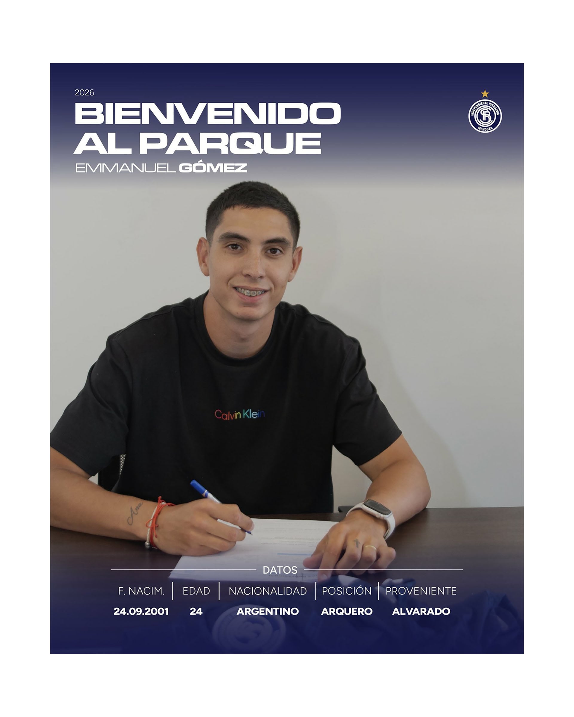 Emmanuel Gómez Riga firmó a préstamo por un año, y con opción de compra, en Independiente Rivadavia tras sus actuaciones en Alvarado de Mar del Plata