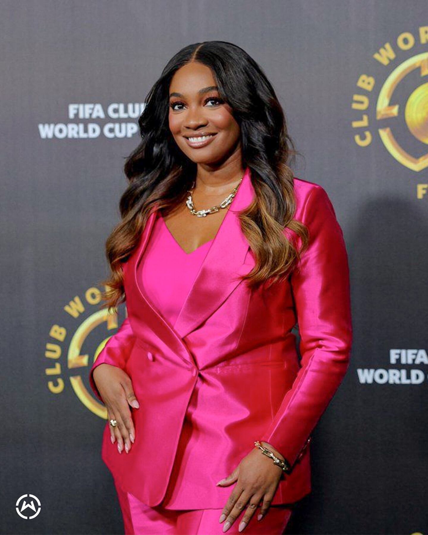 Estuvo presente en el sorteo del Mundial de Clubes (Crédito: @miss_samjohnson/Instagram)