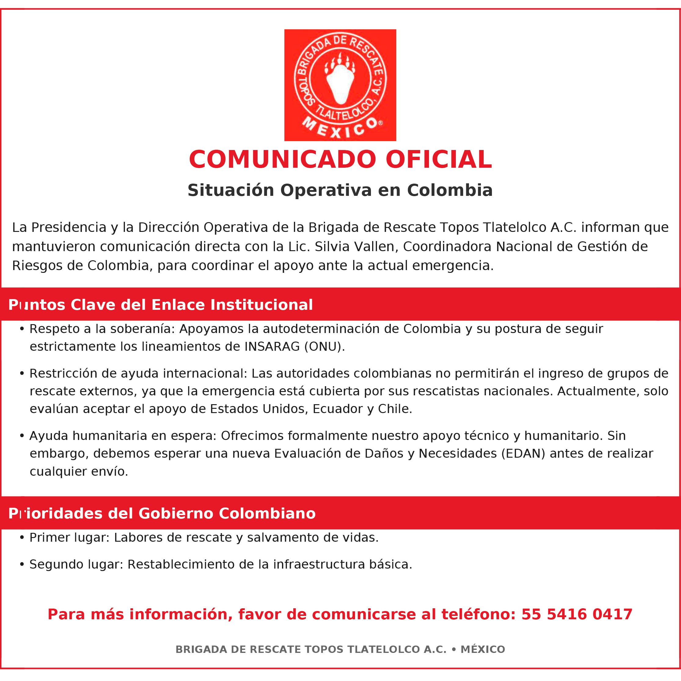 Comunicado de Topos Tlatelolco. (@topos)