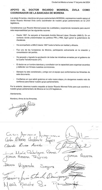 Carta de apoyo a Ricardo