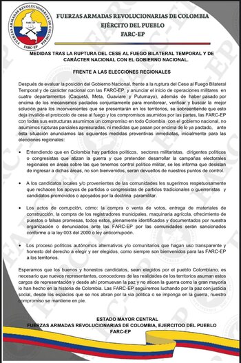 Con este comunicado el Estado