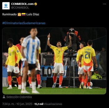 Luis Díaz, elogiado por Conmebol