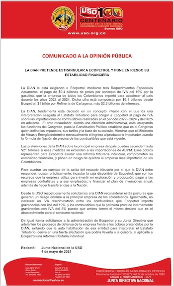 La USO advierte que la