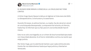 El mensaje de María Corina Machado tras darse a conocer la muerte de la muerte bajo custodia de Víctor Hugo Quero (@MariaCorinaYA)