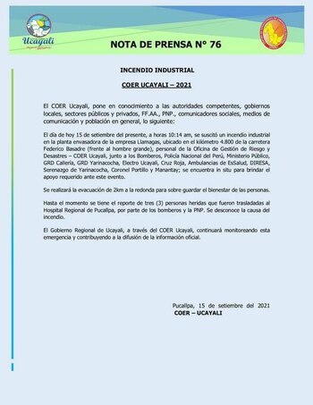 El COER Ucayali dio informe