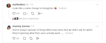 Captura de pantalla de dos publicaciones de redes sociales con perfiles, texto en inglés, iconos de me gusta y compartir