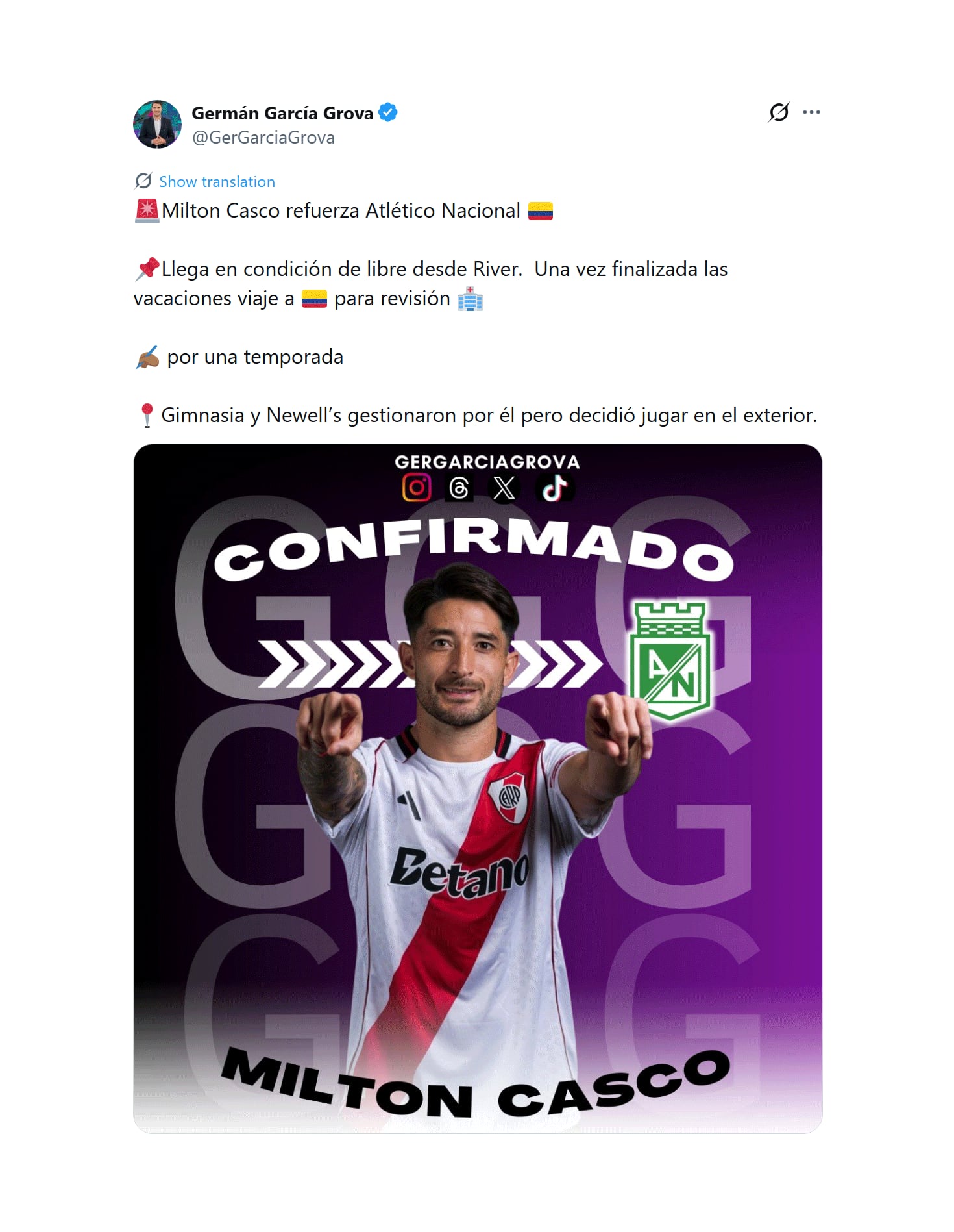 El posteo de García Grova