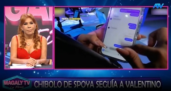 Valentino expone chats con supuesto novio de Laura Spoya y Magaly reacciona sin filtros. Captura: Magaly TV La Firme.