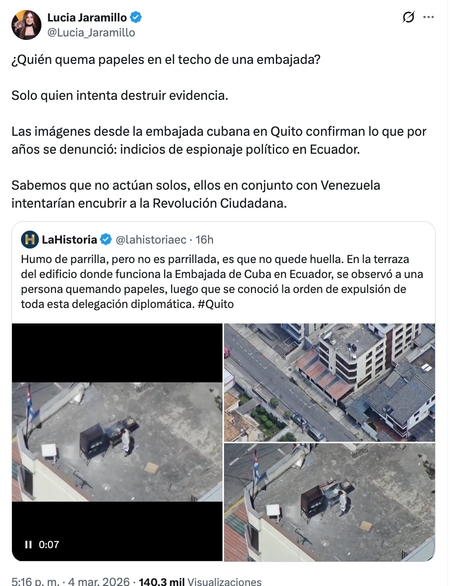 La publicación de la legisladora de ADN, Lucía Jaramillo.