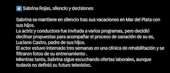 La actriz Sabrina Rojas se