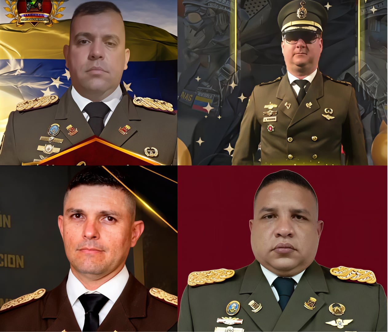 Los tenientes coroneles Nelson Pérez Vivas, Ever Guerrero Suárez, Pausolino Sánchez Chacón y José Ponce Sánchez