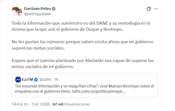 El presidente Gustavo Petro aseguró que su Gobierno superó las metas sociales - crédito @petrogustavo/X