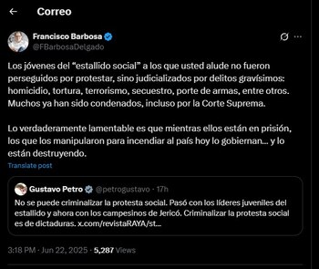 Francisco Barbosa le contestó al