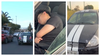 Pese al alboroto de los reporteros de TV, curiosos y policías no despertaba debido al estado de embriaguez en el que se encontraba, hasta que los uniformados lo sacaron al auto para llevarlo ante la justicia Fotos: Captura de pantalla video Nmás
