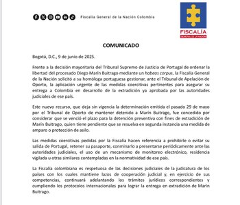 La Fiscalía de Colombia solicitó