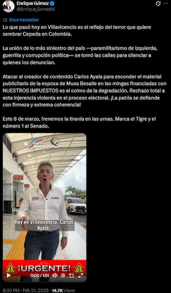 Enrique Gómez denunció agresión a