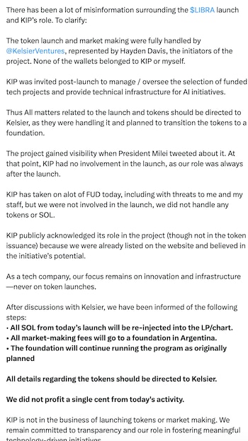 Comunicado de KIP Protocol ayer