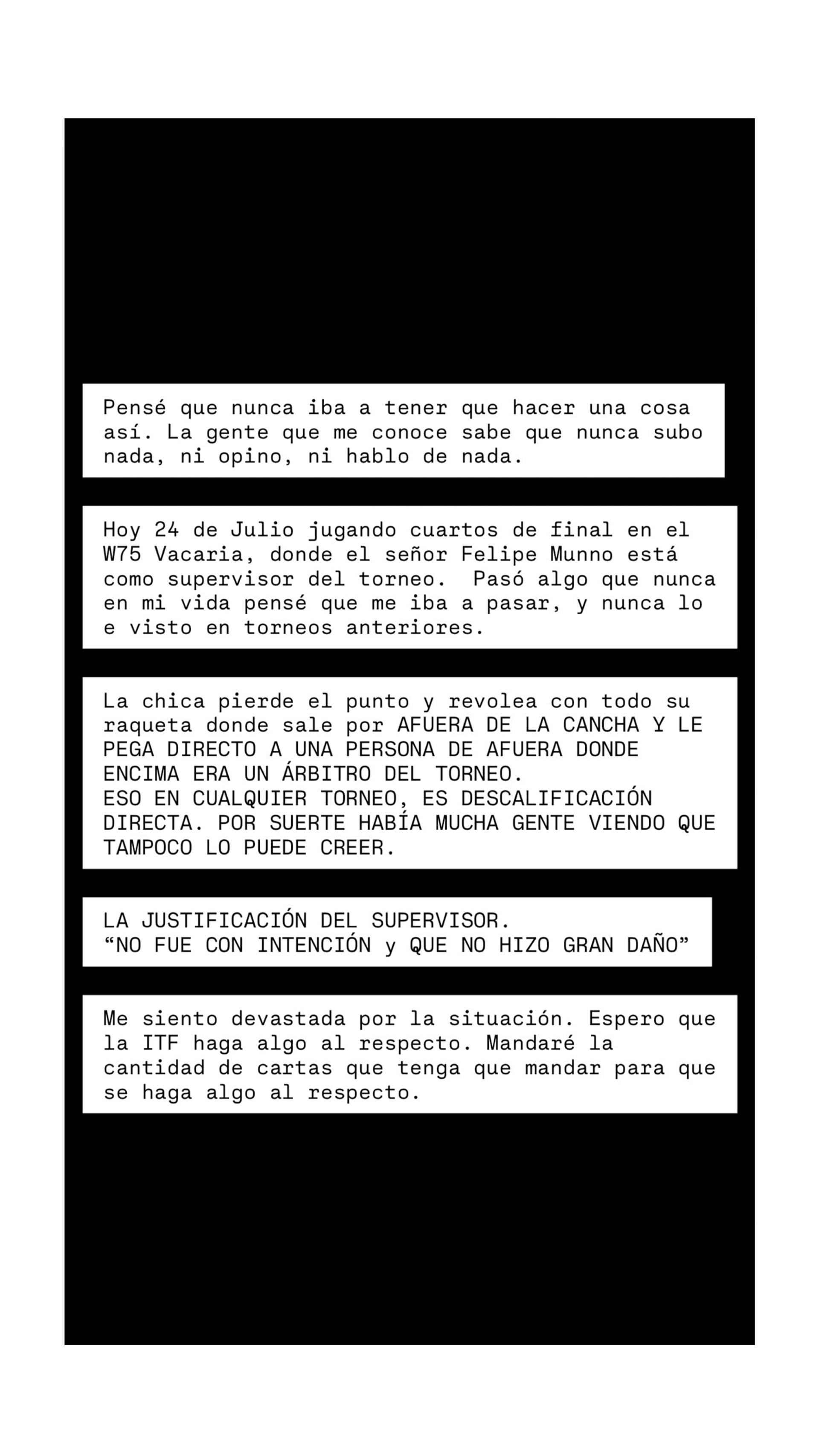 El descargo de Martina Capurro en sus redes sociales (captura Instagram)