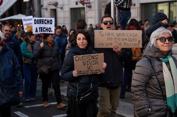 Varias personas durante una manifestación