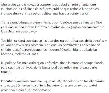 El expresidente sostuvo que los bombardeos que ordenó pueden afectar a menores de edad - crédito @petrogustavo/X