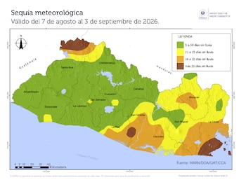 La sequía meteorológica en El Salvador se extendió del 7 de agosto al 3 de septiembre y alcanzó la categoría de severa por superar 21 días consecutivos sin lluvia. (Cortesía: Ministerio de Medio Ambiente)
