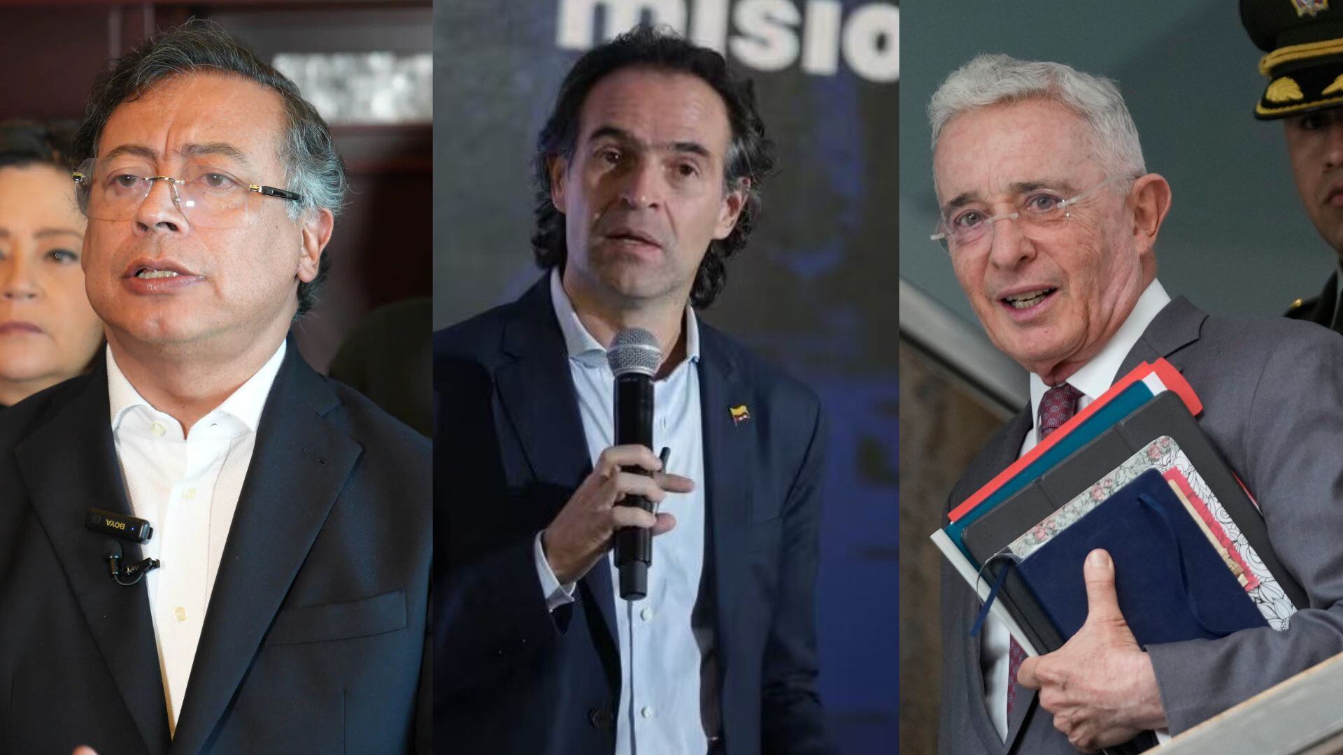 Gustavo Petro, presidente de Colombia/ Federico Gutiérrez, alcalde de Medellín; Álvaro Uribe, expresidente de Colombia (2002-2010) - crédito Juan Diego Cano/Presidencia/Colprensa/Fernando Vergara/AP