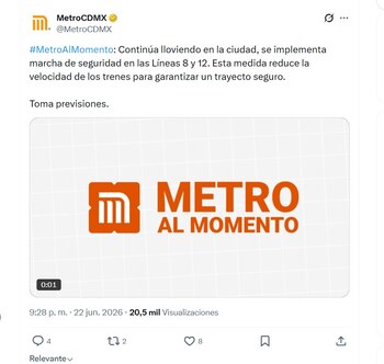 Activan marcha lenta (X/ @MetroCDMX)