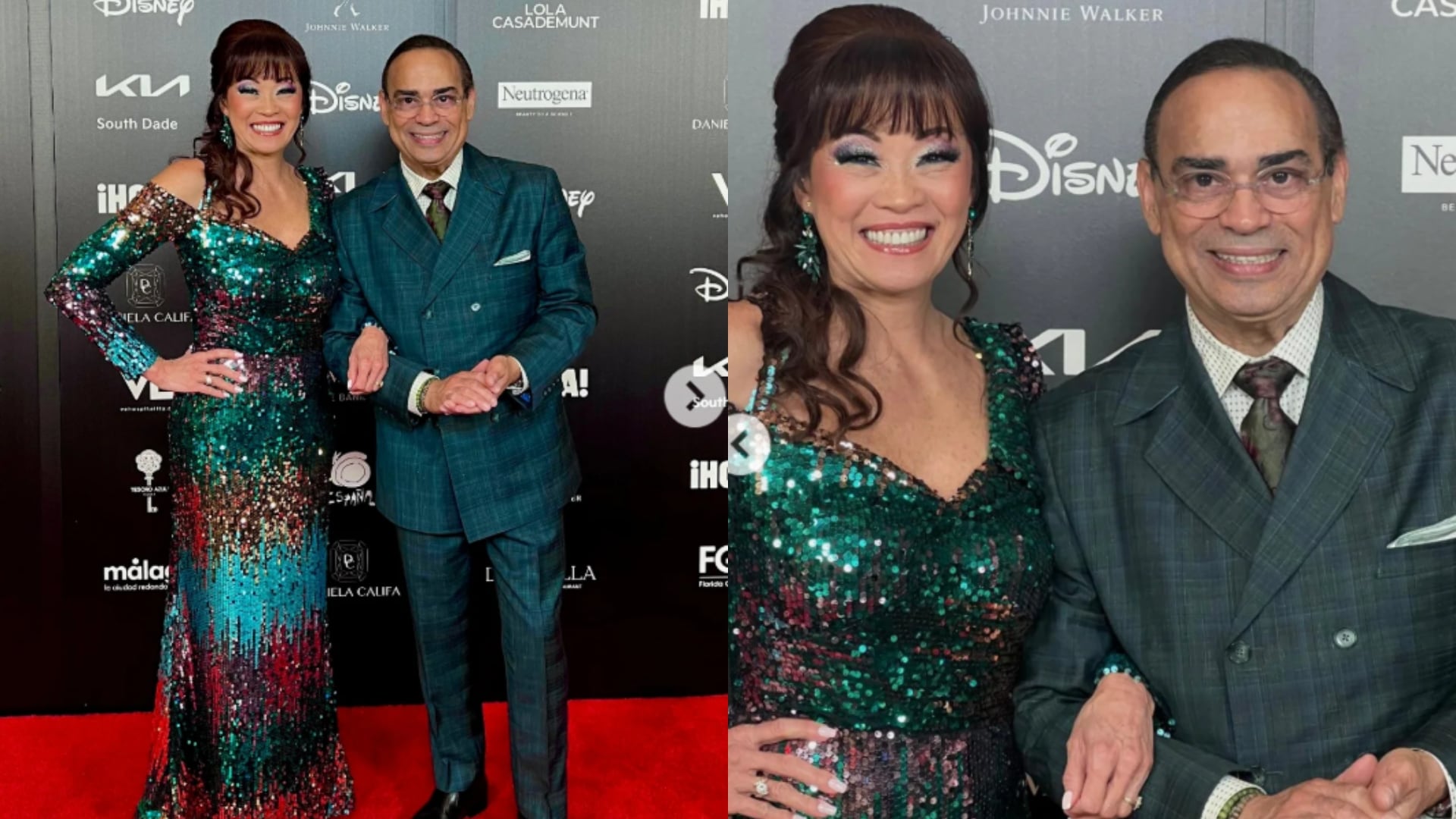 Mimy Succar no pudo ocultar su emoción al encontrarse con Gilberto Santa Rosa en gala de Miami: “Qué honor y placer”