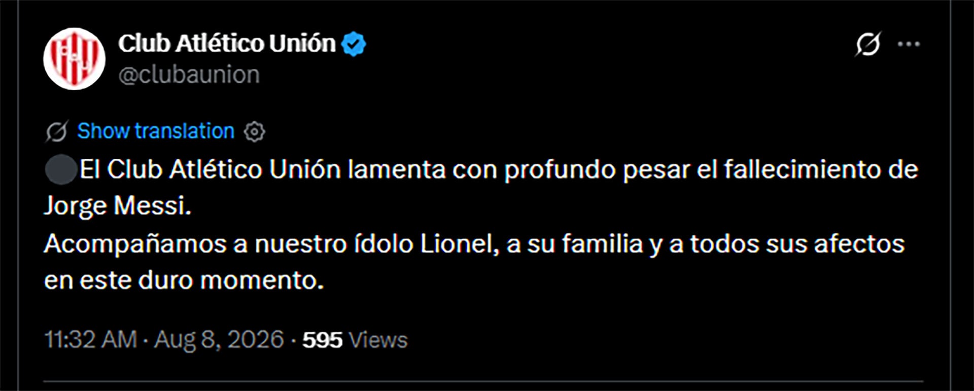 Mensajes por el fallecimiento de Jorge Messi