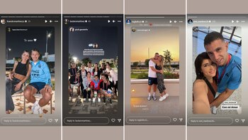 Los futbolistas recibiendo a sus