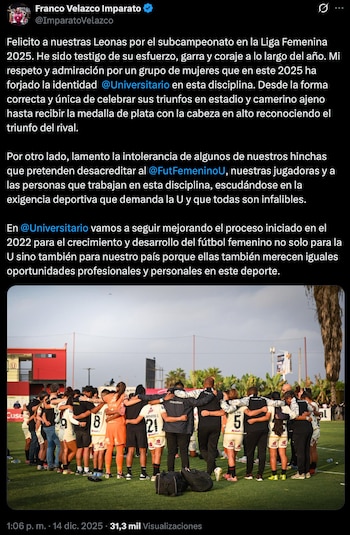 Franco Velazco felicitó al plantel