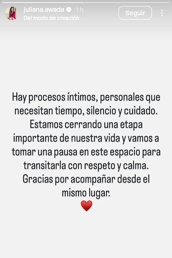 El posteo de Awada, horas