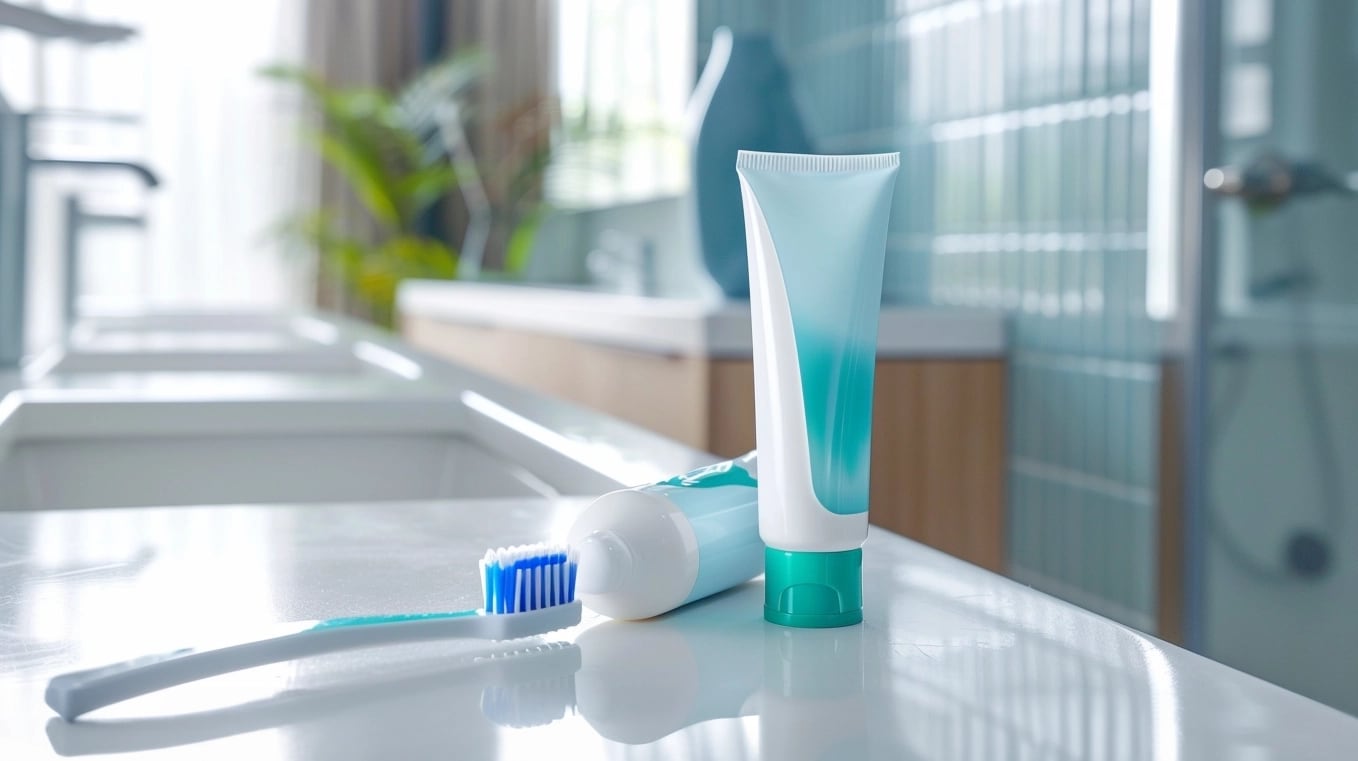 Elementos de cuidado bucal, incluyendo dentífrico y cepillo, dispuestos en el baño para la rutina diaria de limpieza dental. La fotografía enfatiza la necesidad de mantener una práctica constante de higiene oral para prevenir problemas dentales y promover la odontología preventiva. Palabras clave: cuidado bucal, dentífrico, cepillo dental, rutina de limpieza, higiene oral, prevención dental, odontología preventiva, práctica constante, problemas dentales, mantenimiento bucal. (Imagen ilustrativa Infobae)