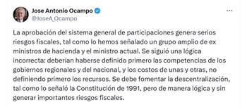 José Antonio Ocampo, exministro de