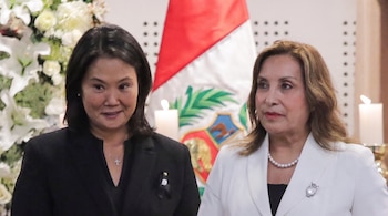 Keiko Fujimori y la expresidenta Dina Boluarte.