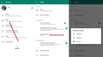Ajustes de WhatsApp para personas