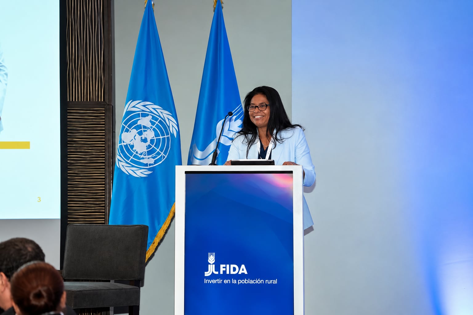 Rocío Medina Bolívar, directora regional del FIDA para América Latina y el Caribe, llamó a movilizar mayores recursos para transformar las economías rurales y fortalecer su capacidad de enfrentar crisis económicas y climáticas. Cortesía