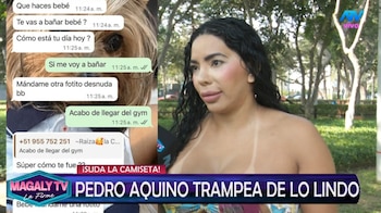 Pedro Aquino y ‘La Chocolatita’: modelo confirma encuentro tras imágenes con chats. Captura: Magaly Tv La Firme.
