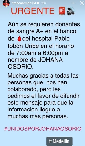 Donaciones de Sangre para Johana