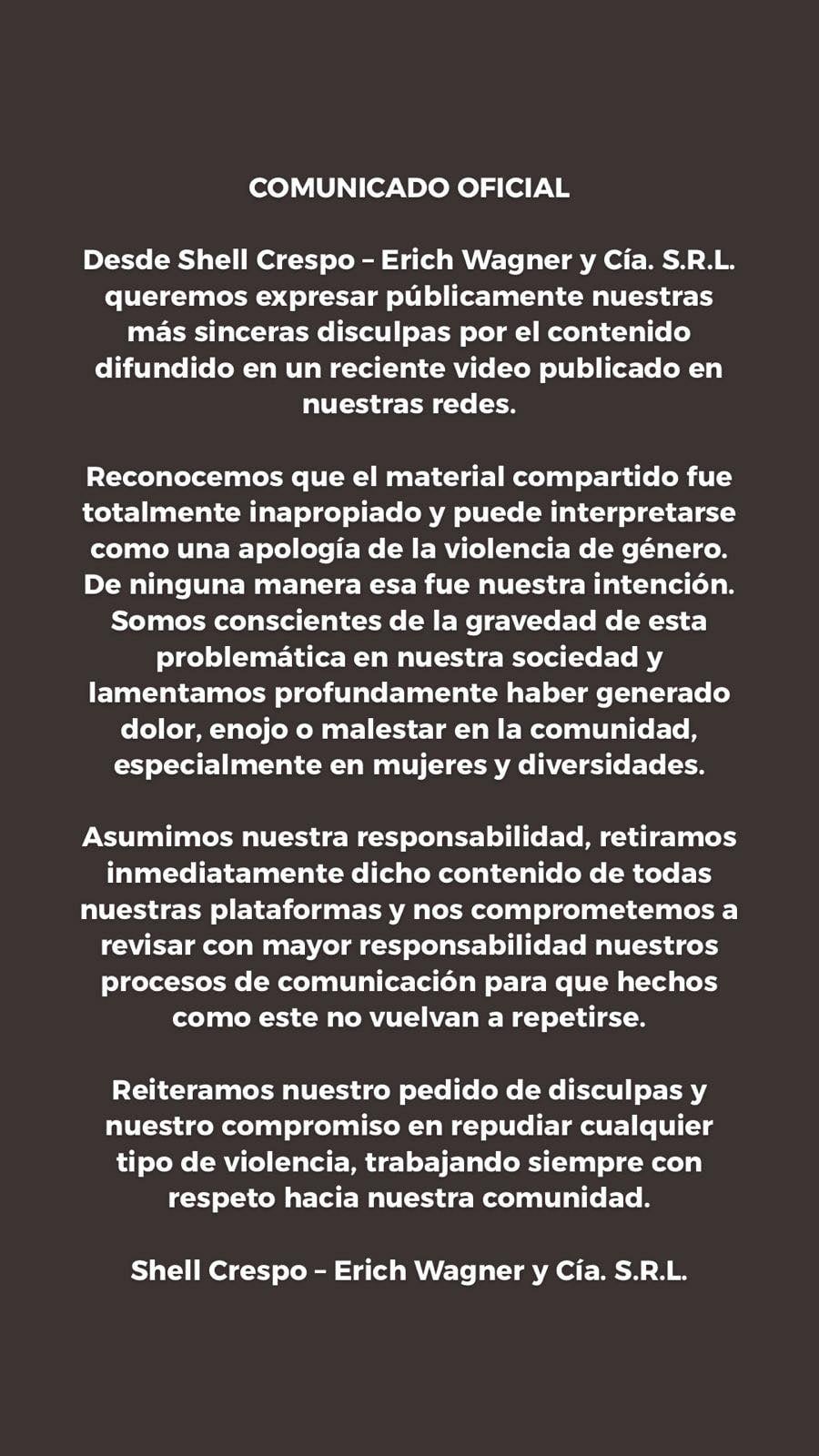 El comunicado de la estación de servicio (Facebook)