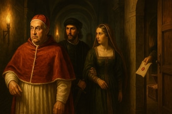 El Papa Alejandro VI, acompañado