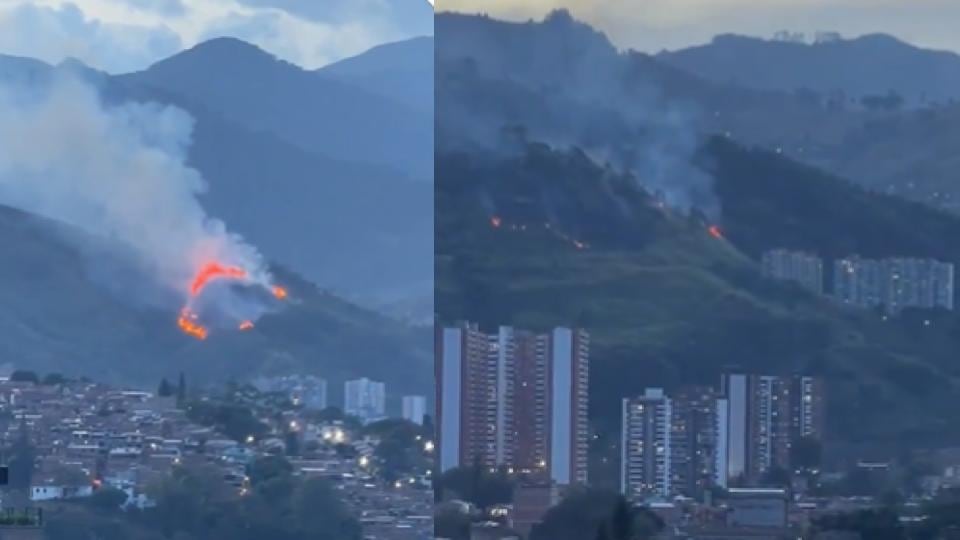 Las autoridades identificaron incendios forestales en Santa Elena, Alto de Las Moras, San Cristóbal y Rodeo Alto, en Belén - crédito captura de pantalla @Teleantioquia/X